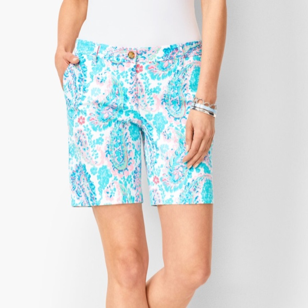 Talbots Girlfriend Chino Shorts size 6 blue pink